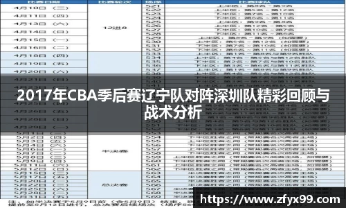BG大游2017年CBA季后赛辽宁队对阵深圳队精彩回顾与战术分析